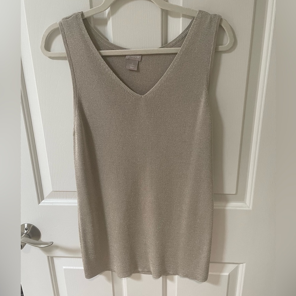 Chico’s Size 2 metallic gold tank